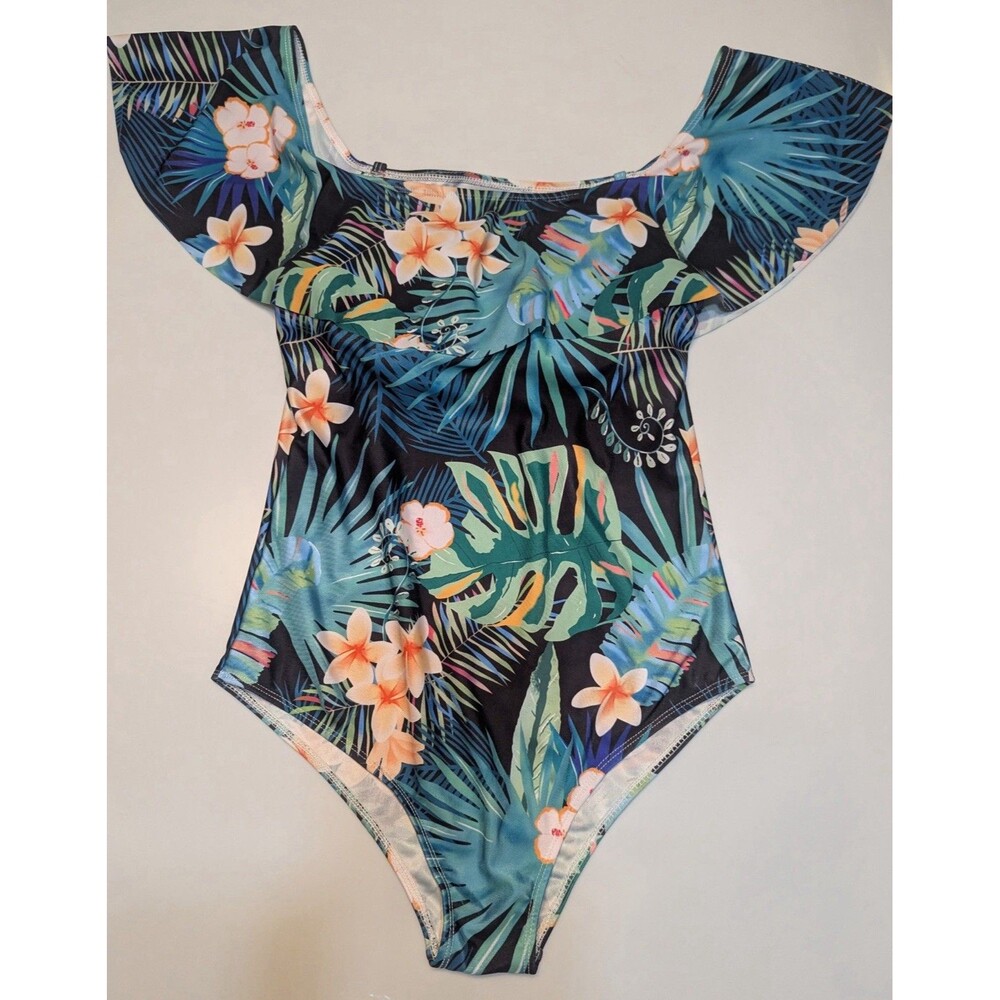 DENATER one piece swimsuit Floral Tropical Size XL